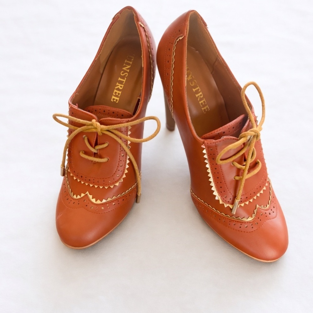 Tinstree Burnt Orange Oxford Heels Lace-Up Shoes